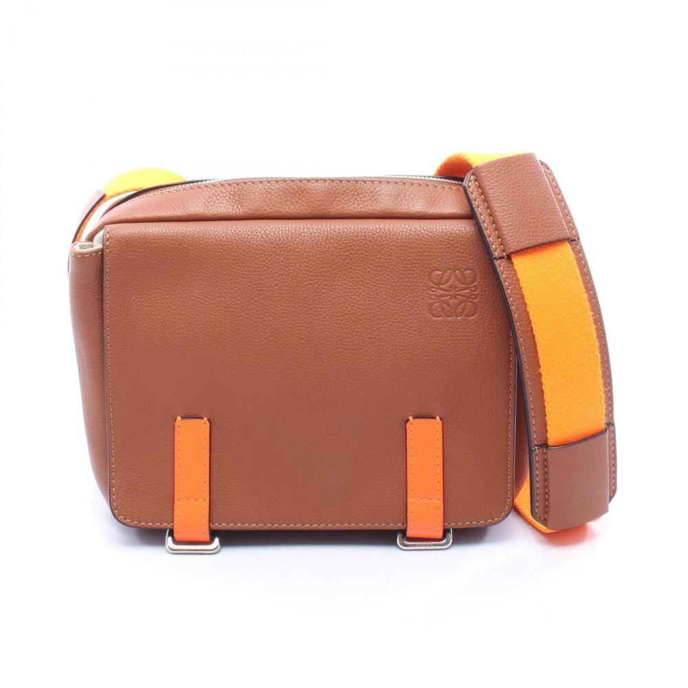 Loewe Military Messenger Bag Shoulder Leather Brown Orange